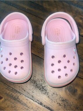 CROCS Kids Classic Clog in Light Pink with White Trim
